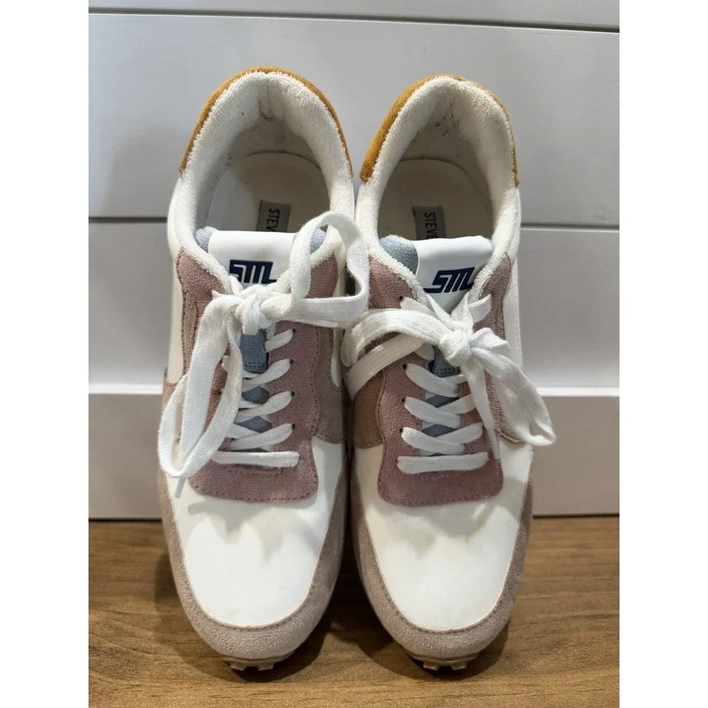 Steve Madden Torronto Retro Sneakers Women's 8 - Ivory/Light Blue/Multicolor‎